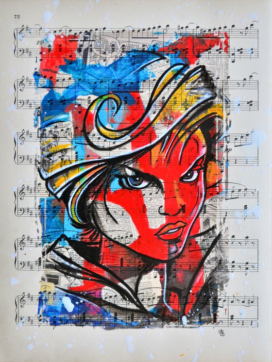 Halo Jones - Collage Art on Real Vintage Sheet Music Page