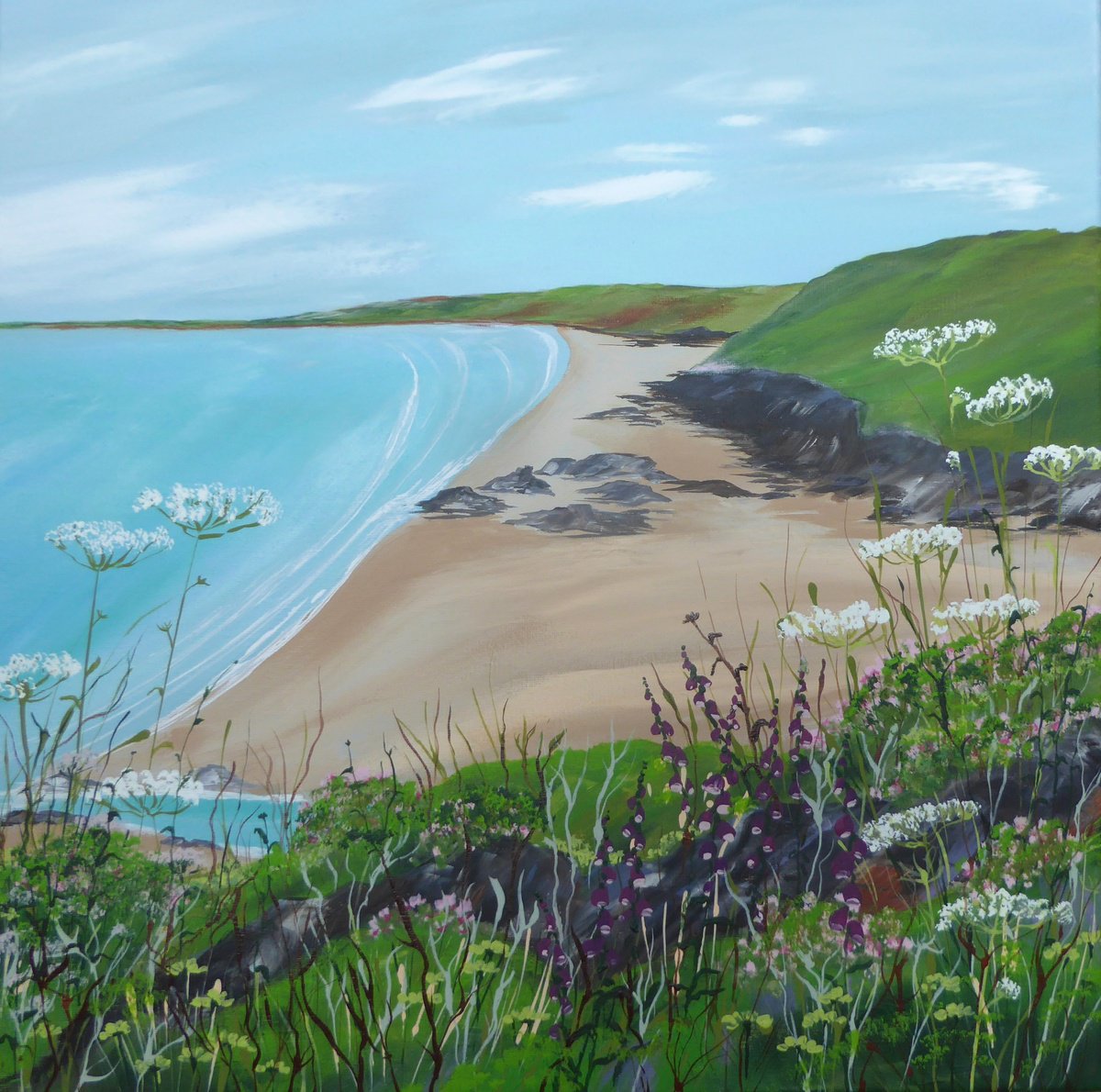  Whitsand, Cornwall By Elaine Allender, 20 X 20, Artwork For Sale On Artfinder