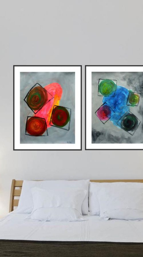 cosmogonie 3/ diptych - 39,37 x 25,59 in (100 x 65 cm) by Pierre-Yves Beltran