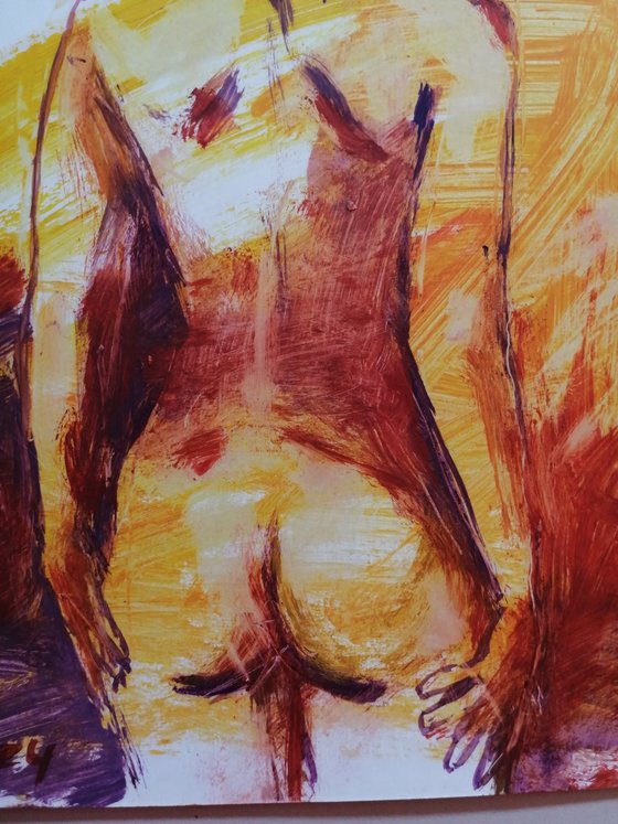 Nude-study female oil on paper