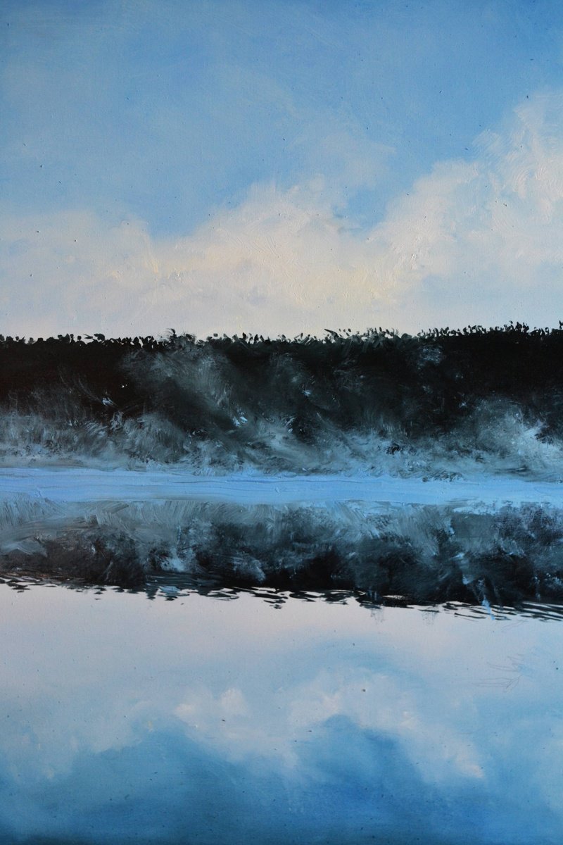 Landscape Oil Painting By Valeriia Radziievska, 24 X 31", Blue Bowl, Original Artwork