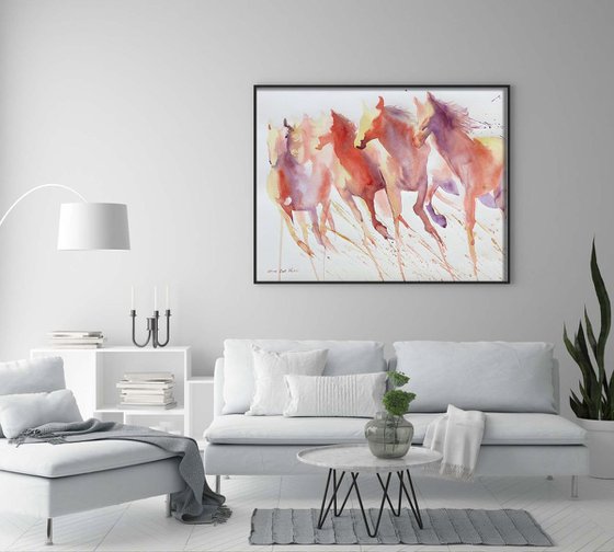 Horse painting large - "Wild and Free"