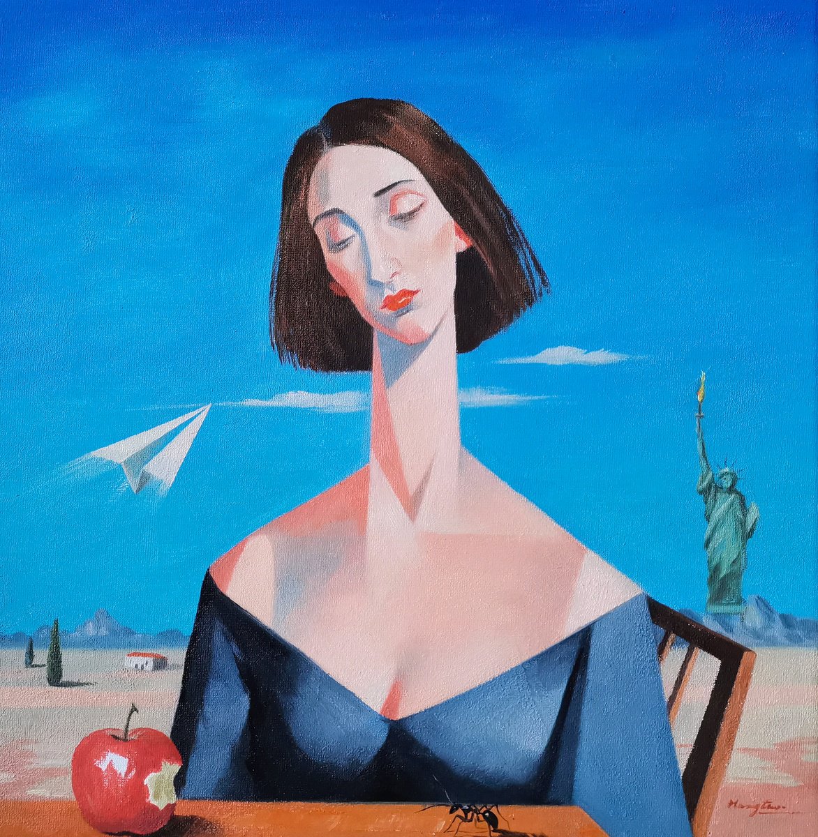 Red Apple And Ant By Hongtao Huang, 12 X 12, Artwork For Sale On Artfinder