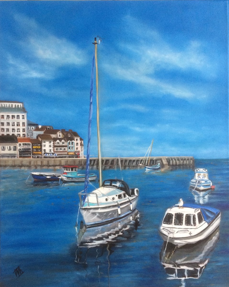 Impressionistic Landscape Oil Painting By Ira Whittaker, 16 X 20, Silent Harbor, Original Artwork