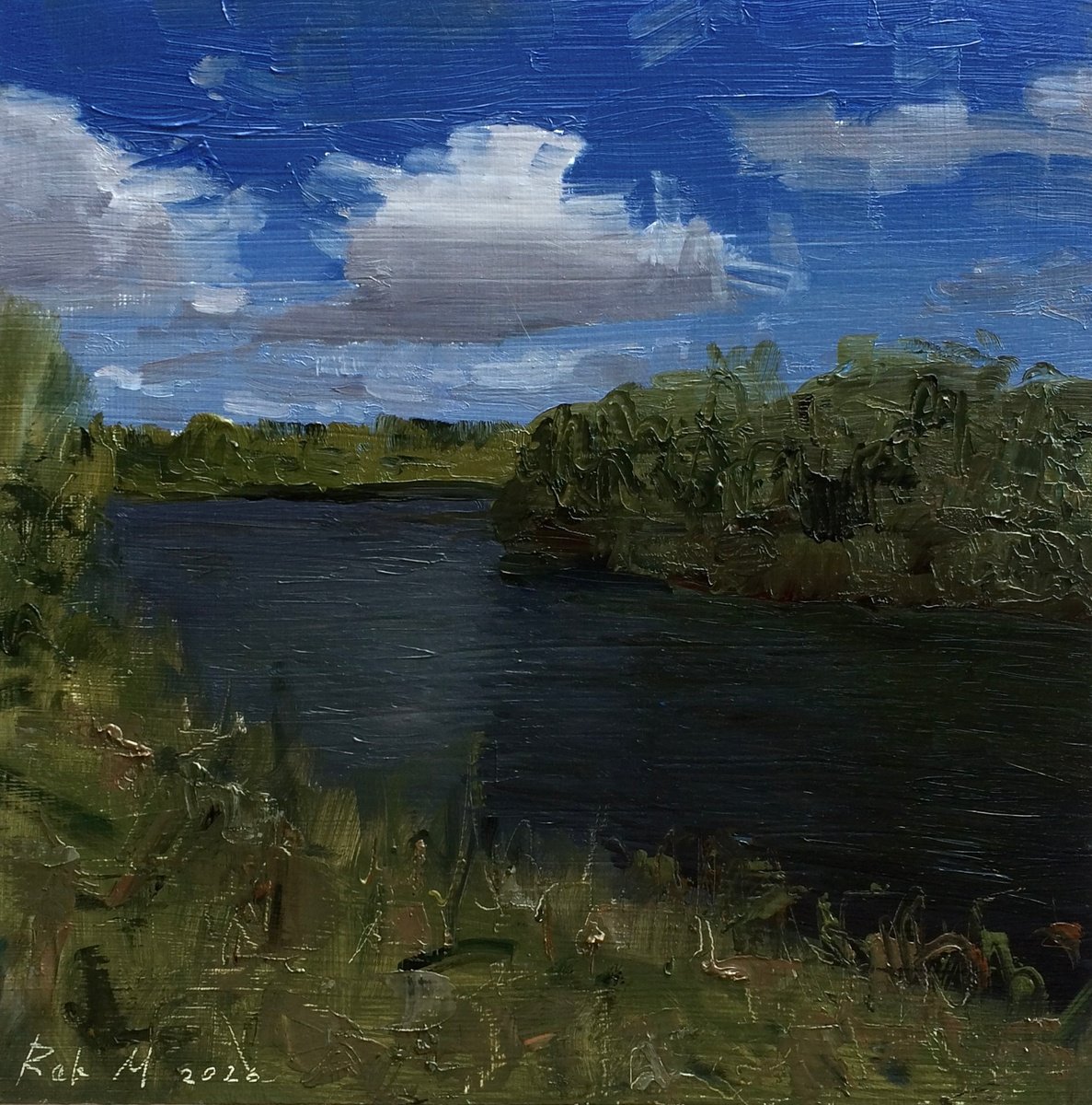 Stroll Along The River By Michael Rak, 8 X 8, Artwork For Sale On Artfinder