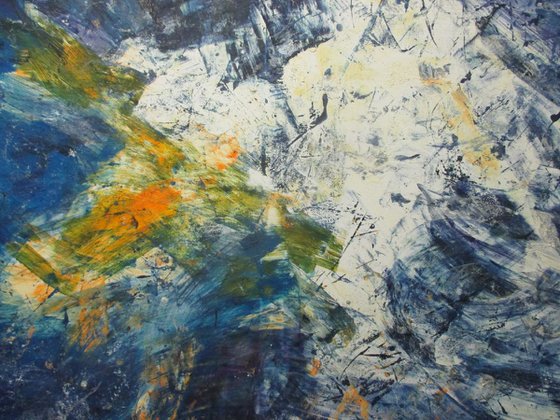 big blue sky abstract - informel painting xl 39x39 inch