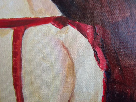 Lady In Red-erotic oil painting abstract background.