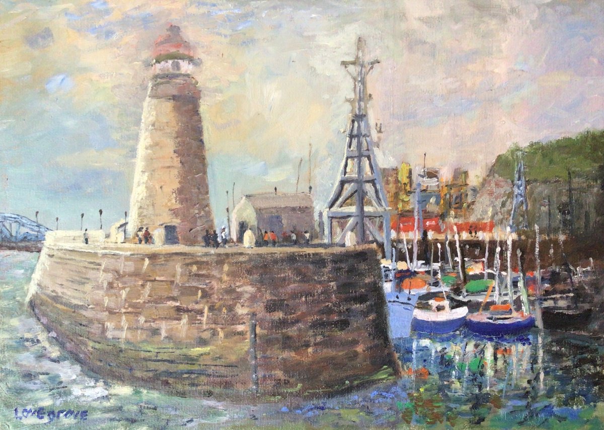 Impressionistic Landscape Oil Painting By Julian Lovegrove Art, 14 X 10", Harbour Entrance, Ramsgate, Original Artwork