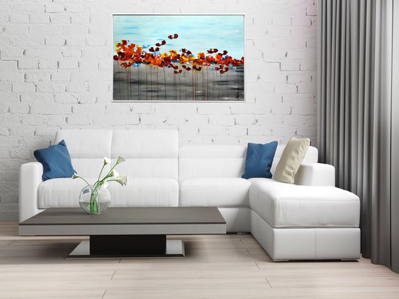 Meadow in Summer  - Abstract Art - Acrylic Painting - Canvas Art - Framed Painting - Abstract Flower Painting - Ready to Hang