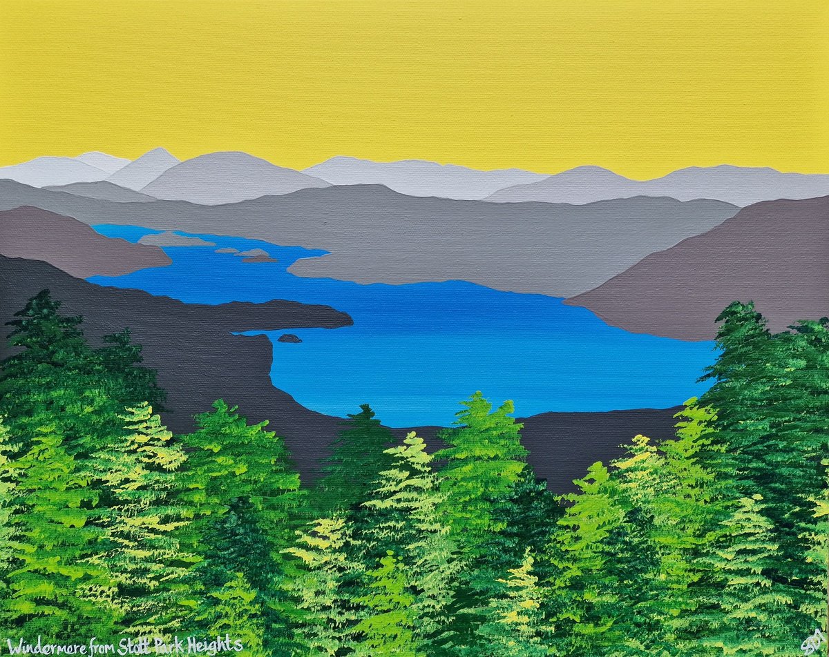 Organic Landscape Acrylic Painting By Sam Martin, 20 X 16", Windermere, Stott Park Heights, Original Artwork