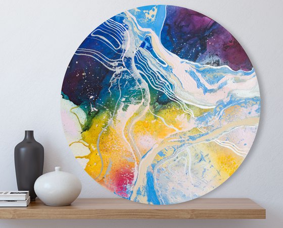 Beyond Space - Round Canvas Painting