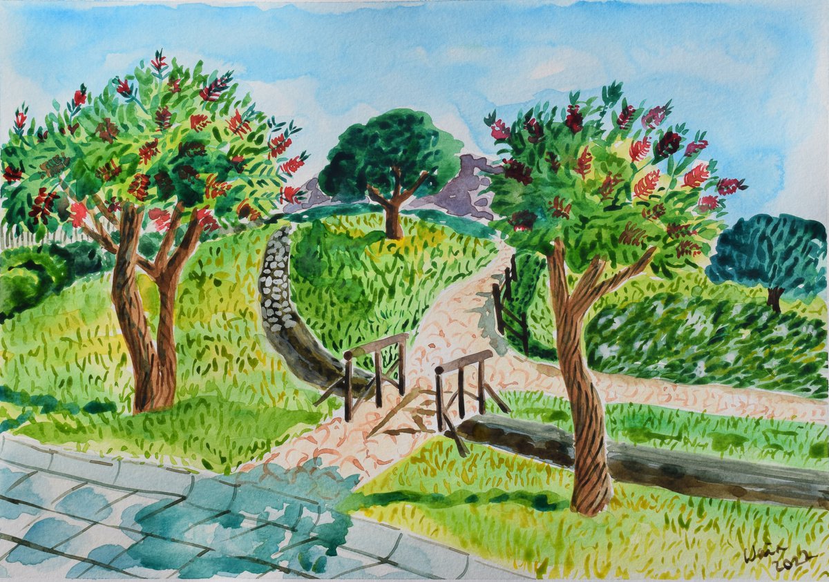 Callistemon trees in parc el duque by Kirsty Wain