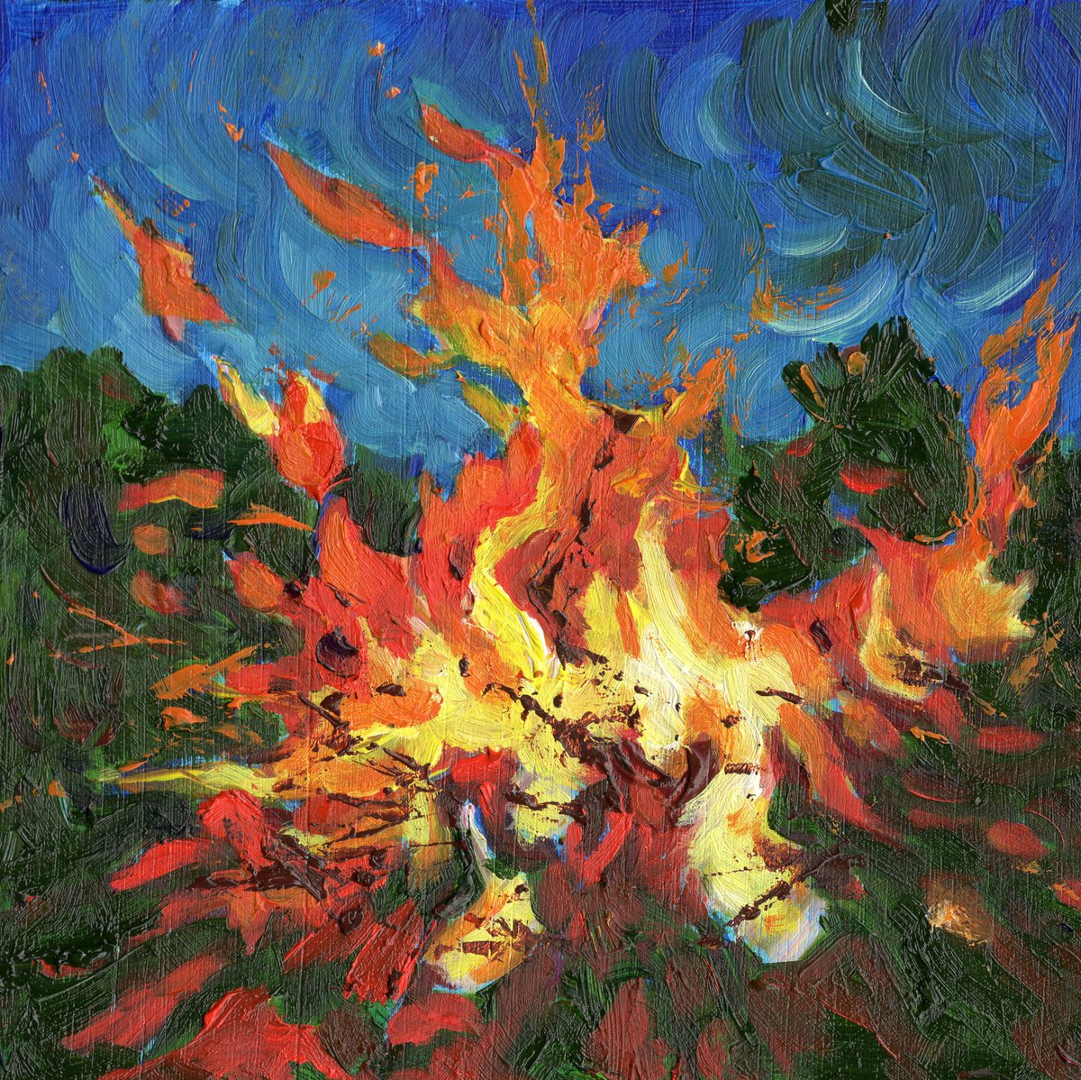 Small Fires #18 By Mary Kemp, 8 X 8, Artwork For Sale On Artfinder