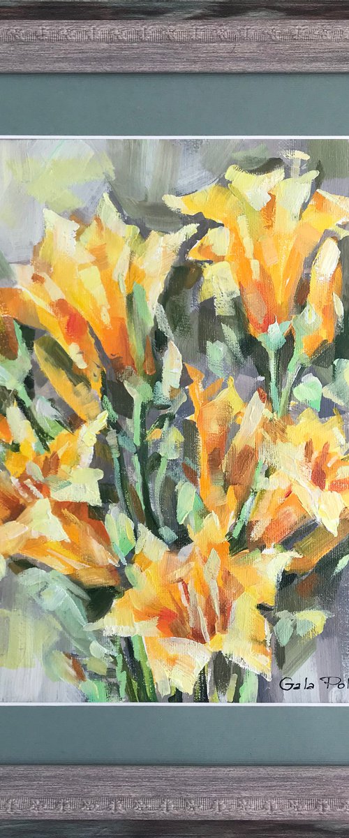 Lillies this morning. one of a kind, original artwork, handmade art. by Galina Poloz