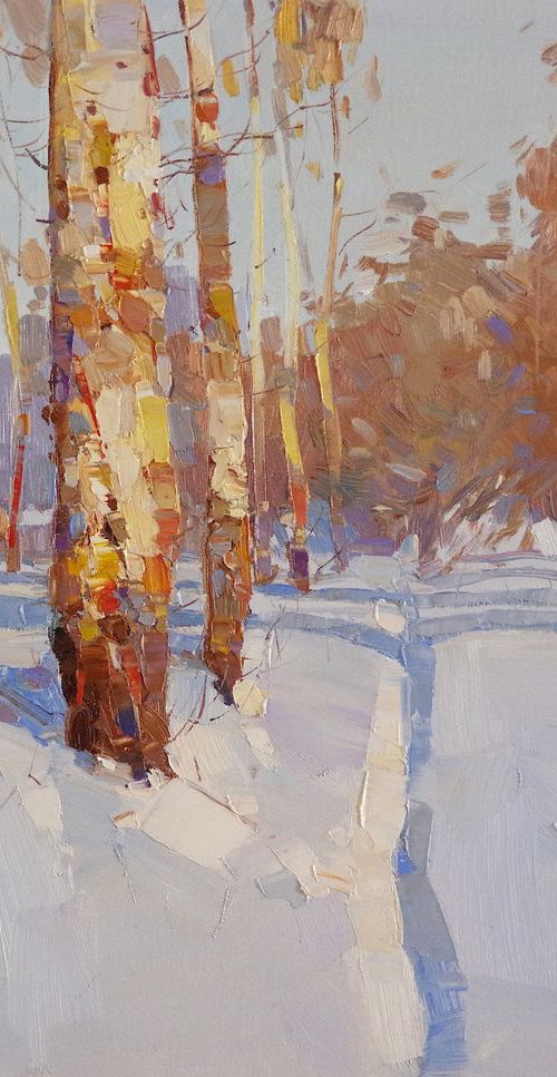 Birches Grove, Landscape oil painting, One of a kind, Signed, Hand Painted by Vahe Yeremyan