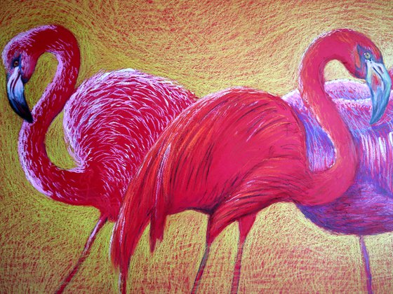 Flamingo on Gold -Blazing Gradient