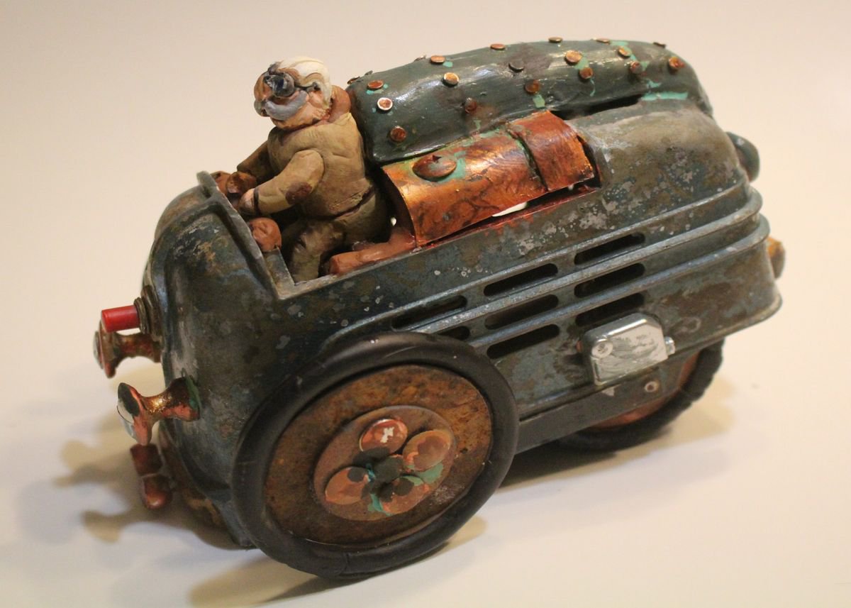 Urban And Pop Transport Sculpture By Ken Vrana, 5 X 5", Skippy, Original Artwork