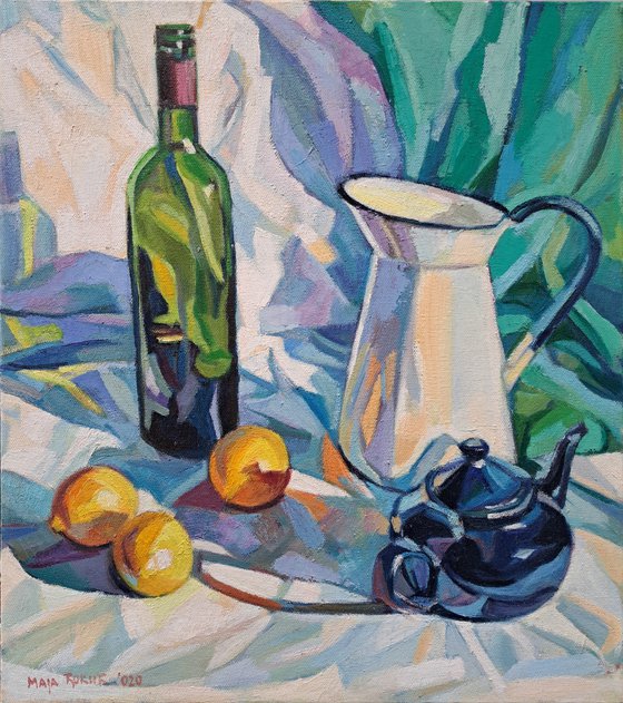 Still life with green bottle