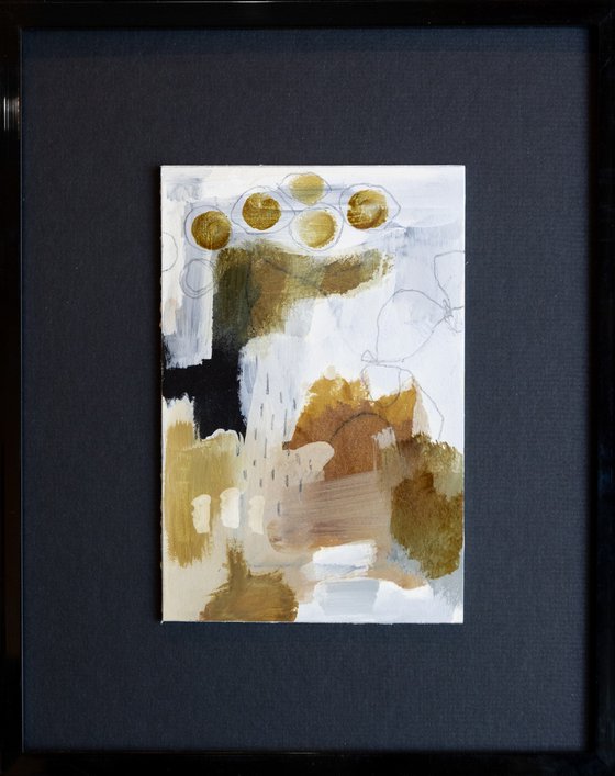 Noix de Grenoble - Small abstract painting with mat