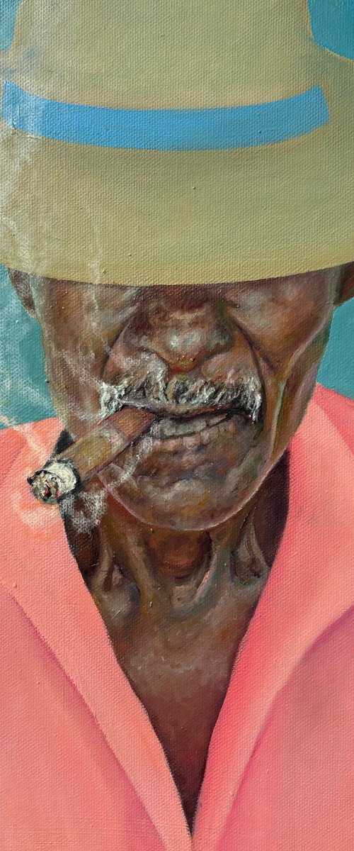 Smoking man in a hat by Anastasiya Kostyuk
