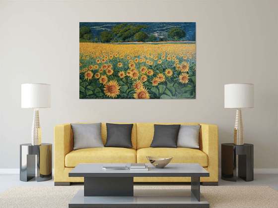 Field of sunflowers in Tuscany