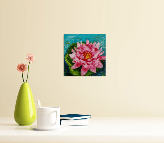 Water Lily Painting Lotus Artwork Pond Monet Flower Wall Art Small Floral Oil Painting