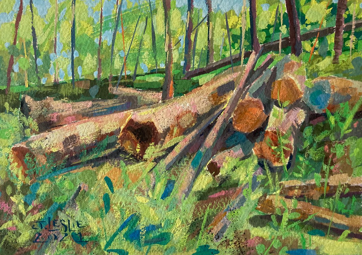 Impressionistic Painting , Log Jam By Jimmy Leslie, 7 X 5, Artwork For Sale On Artfinder
