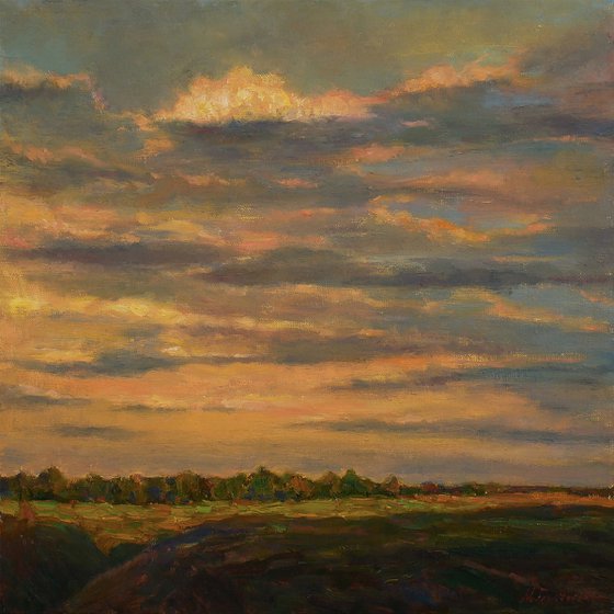 Sunset - sky landscape painting