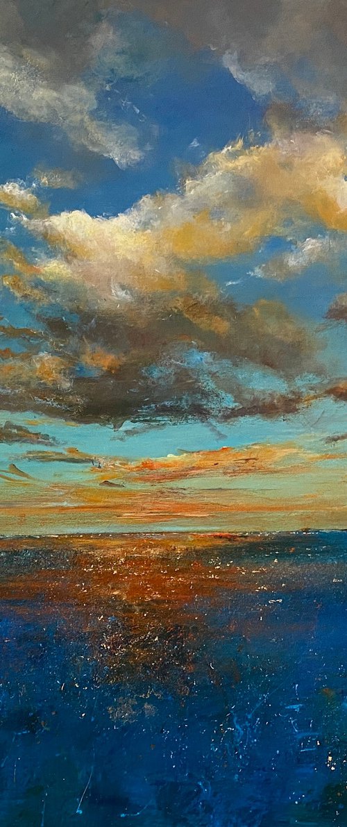Big Sky distant lights across the bay by Teresa Tanner