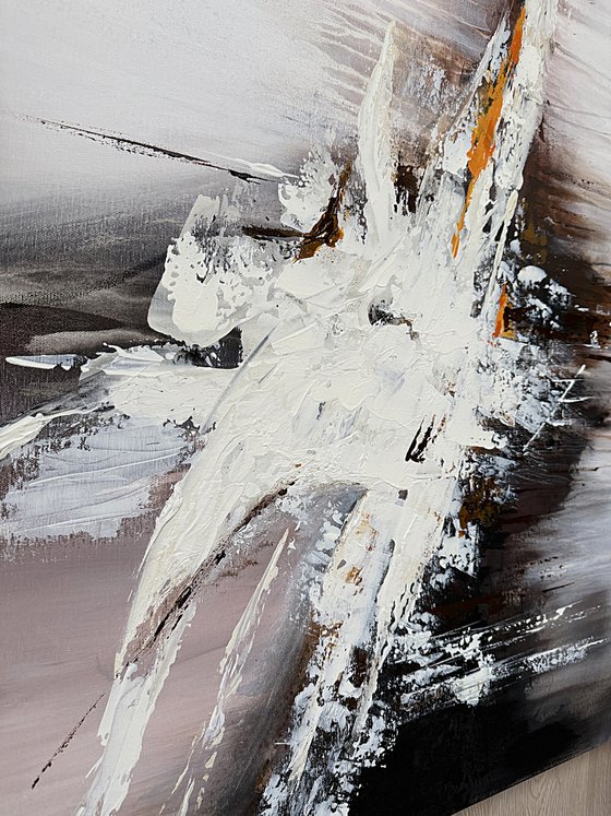 White Surge Over Dark Ground-Black White