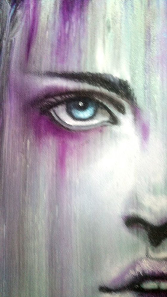 "Purple rain" Original mixed media painting on card board 30x40x0,2cm.