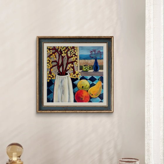 Still life with white pot