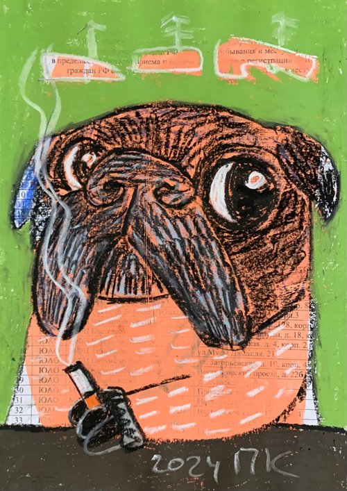 Smoking pug #9 by Pavel Kuragin