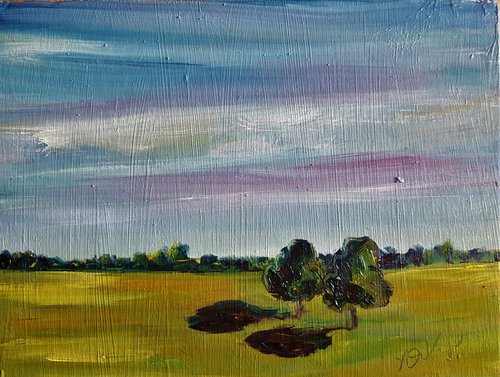 Green trees standing in a Wicklow field by Niki Purcell