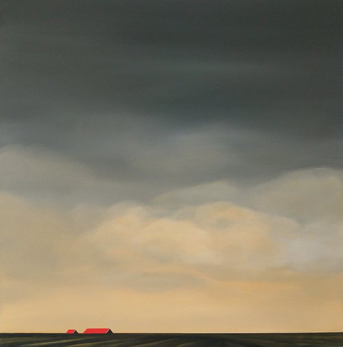 Red roofs, golden clouds by Nelly van Nieuwenhuijzen