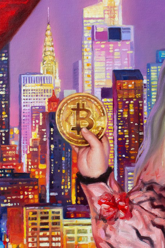 MENINA AND GOLDEN BITCOIN by Yaroslav Sobol (Inspired by Andy Warhol and Diego Velázquez)