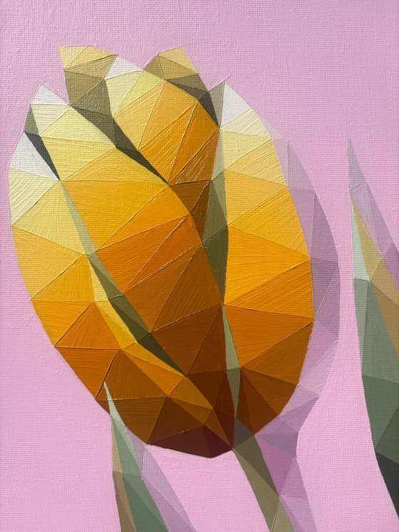 GEOMETRIC PINK AND YELLOW TULIPS