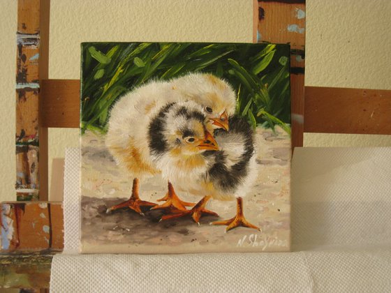 Chickens Painting Backyard