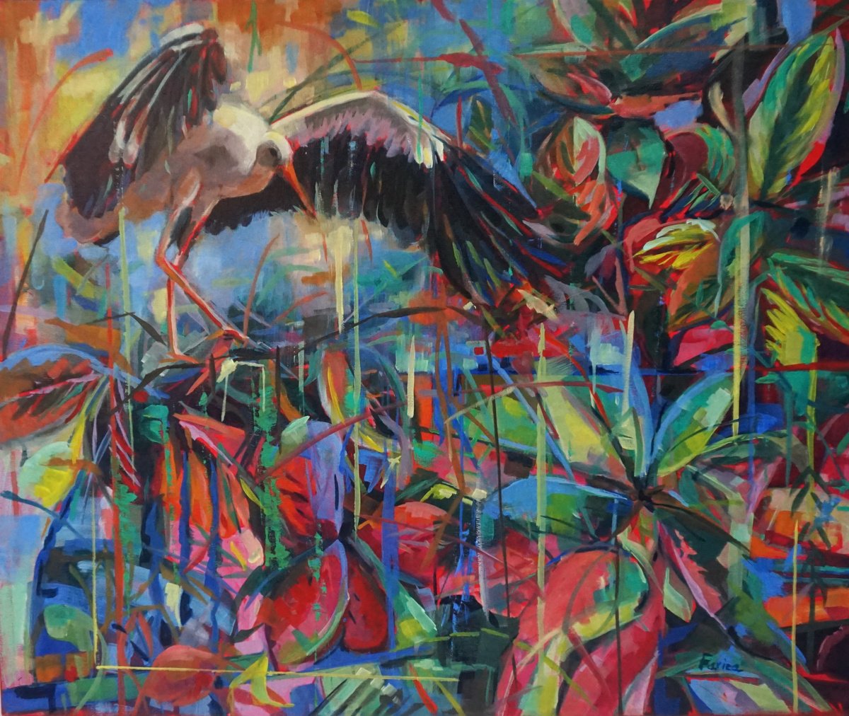 Ciguena Y Selva By Amaya Fernandez Fariza, 29 X 24, Artwork For Sale On Artfinder
