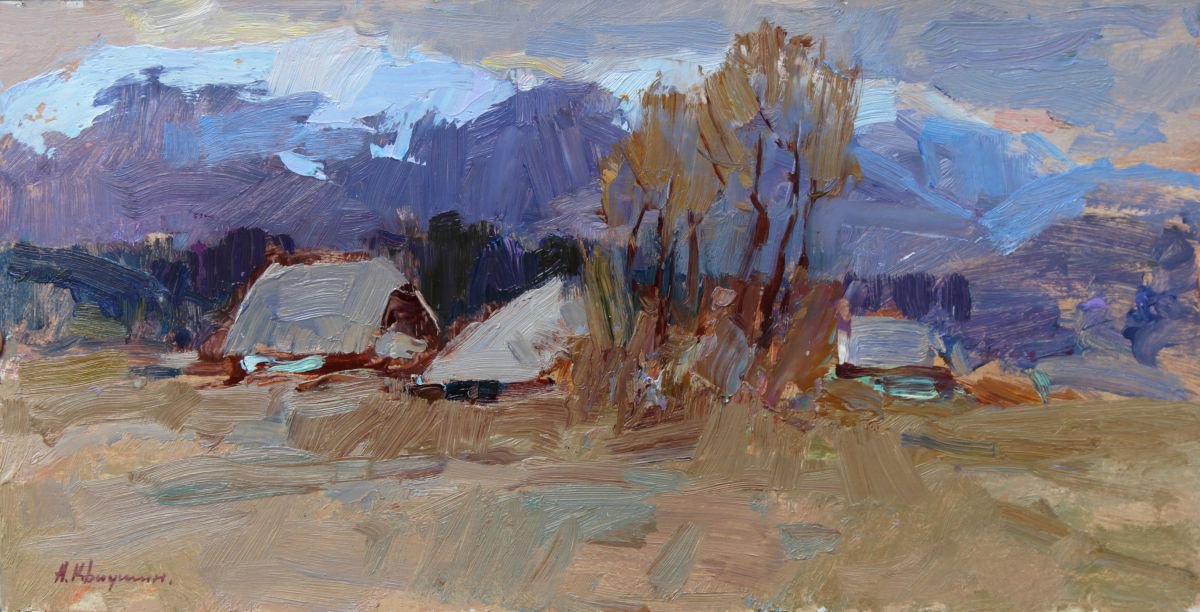 Impressionistic Landscape Oil Painting By Aleksandr Kryushyn, 20 X 10, Spring Etude, Original Artwork