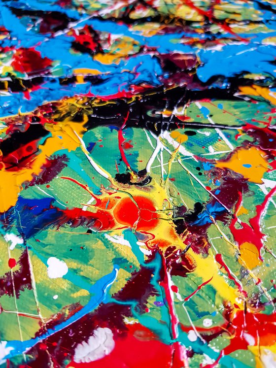 - Separita - (W)120x(H)106 cm. Style of JACKSON POLLOCK. Abstract Expressionism Painting