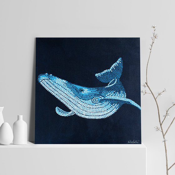 Humpback Whale - pointillism painting