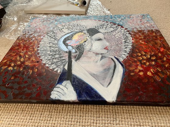 Portrait IV, Acrylic Painting on Canvas, Original Paintings, Fine Art Canvas Paintings, Oriental Inspiration, Geisha Artwork, Gift Ideas