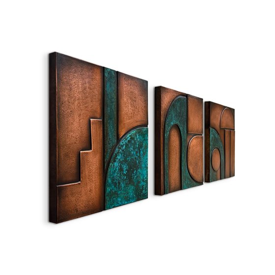 "Intervals " Copper Patina Wall Relief
