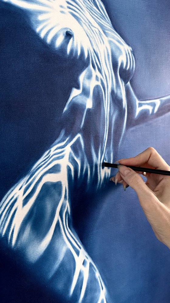 Carrying the Light – Deep Blue Water Nude