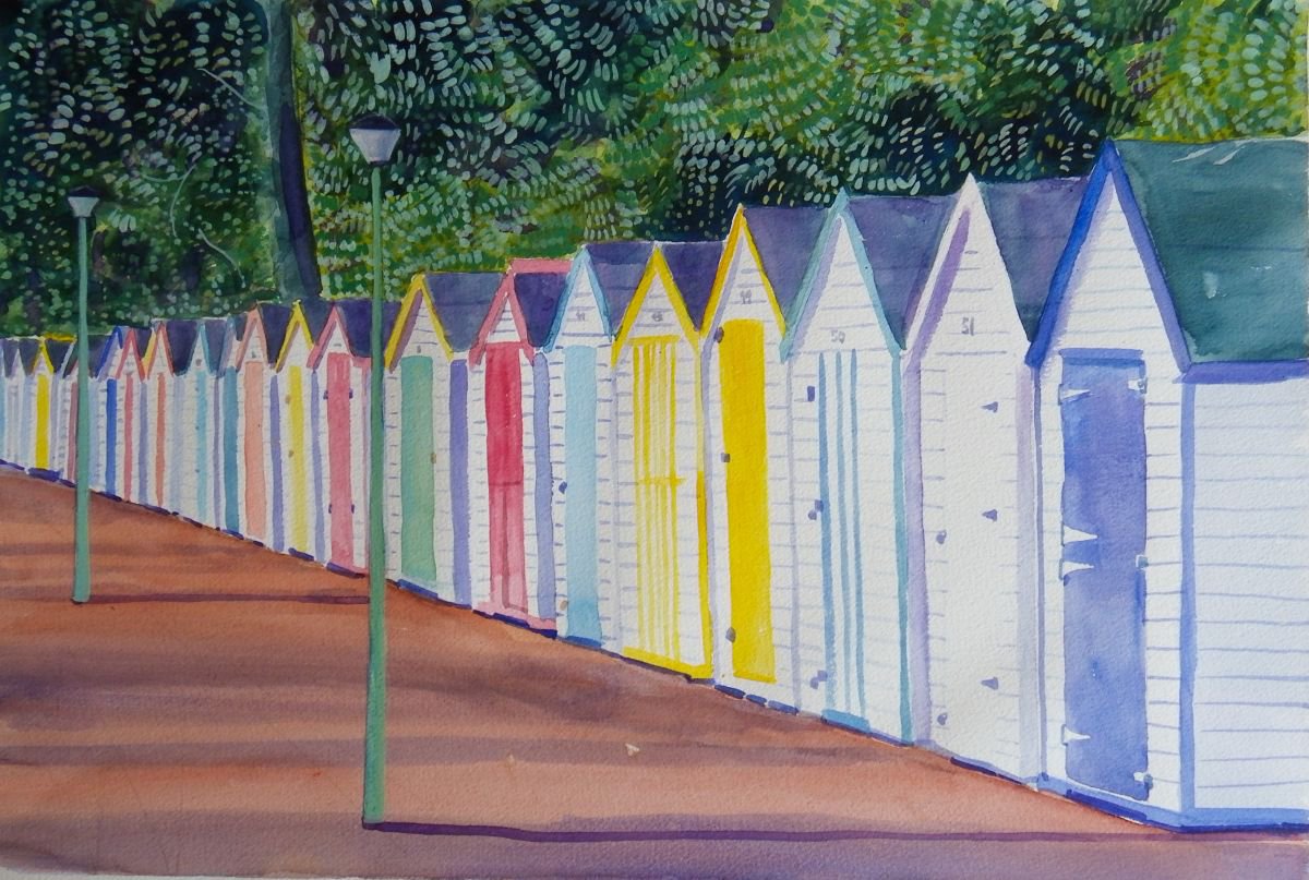 Colourful beach Huts by Mary Stubberfield