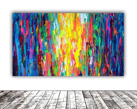55x31.5'' Large Ready to Hang Abstract Painting - XXXL Huge Colourful Modern Abstract Big Painting, Large Colorful Painting - Ready to Hang, Hotel and Restaurant Wall Decoration, Happy Gypsy Dance