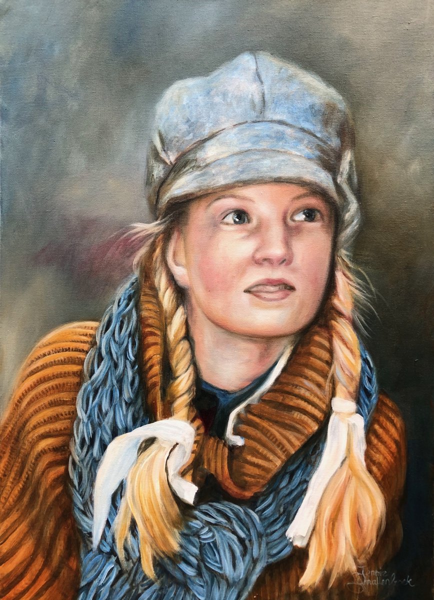 Photorealistic Portrait Oil Painting By Jennie Smallenbroek, 20 X 28, Victorian Child, Original Artwork