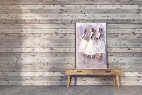 Ballerina watercolour painting "Start The Show"