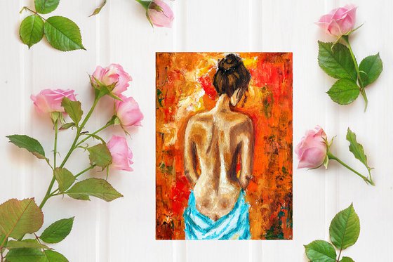 Naked Woman Painting Original Art Female Figure Wall Art Nude Artwork